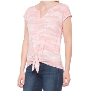 Lucky Brand Womens Camo Tie-Front Shirt